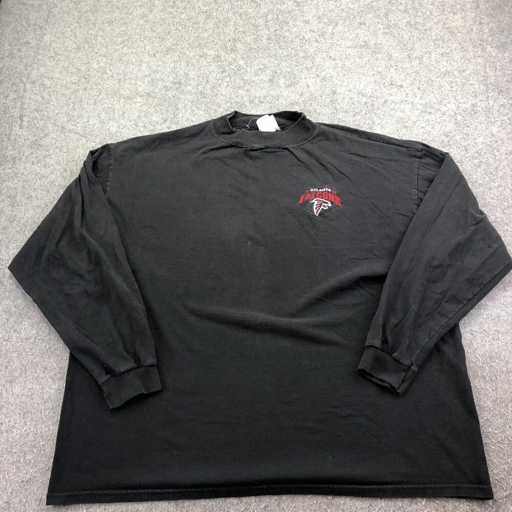 Vintage Atlanta Falcons Shirt Mens 2XL Black Football NFL Long Sleeve Mock Neck